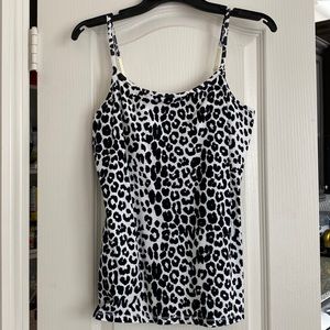 Cream & black cheetah print tank top